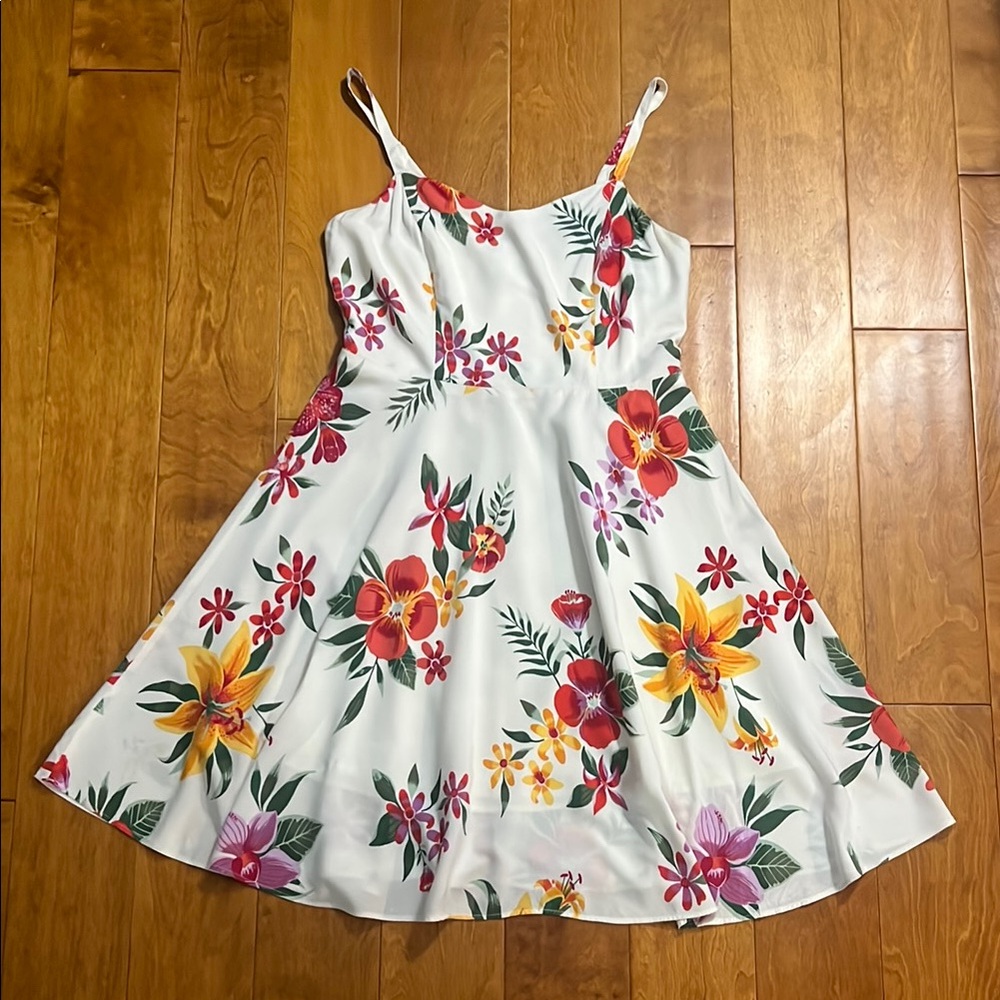 Old Navy Off White Floral Mini Sundress Size M Cottage-core Fairy Boho Country - Picture 2 of 15